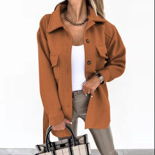 Giacca Donna Lunga con Tasche Frontali per Autunno