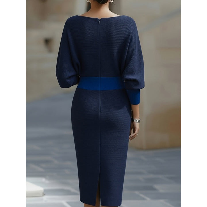 Abito midi donna blu navy – vista posteriore