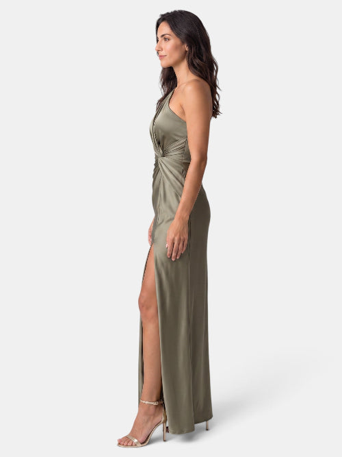 Abito Donna Lungo Monospalla con Drappeggio Centrale Elegante