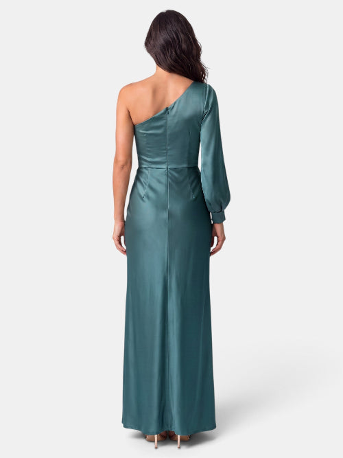 Abito Donna Lungo Monospalla con Drappeggio Centrale Elegante