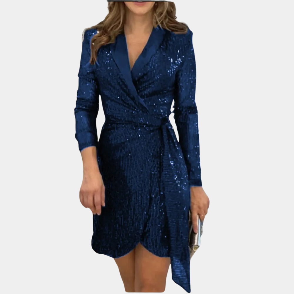 Abito blazer da donna con paillettes e cintura
