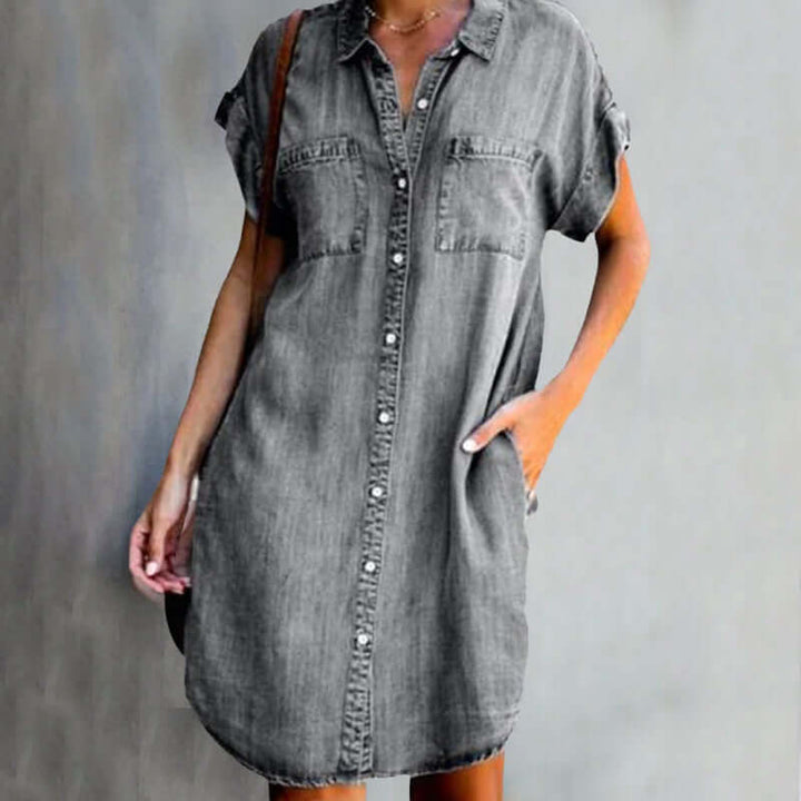 Abito chemisier in denim da donna con bottoni