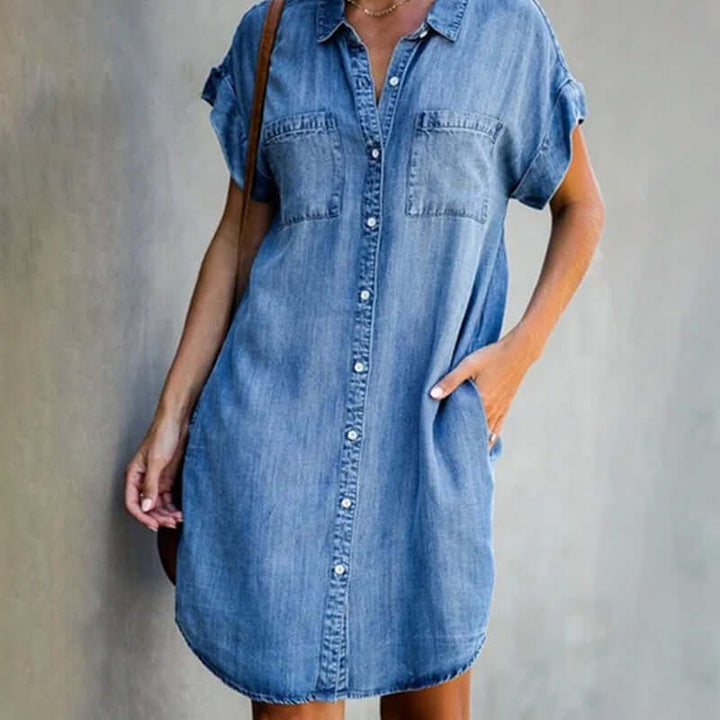 Abito chemisier in denim da donna con bottoni