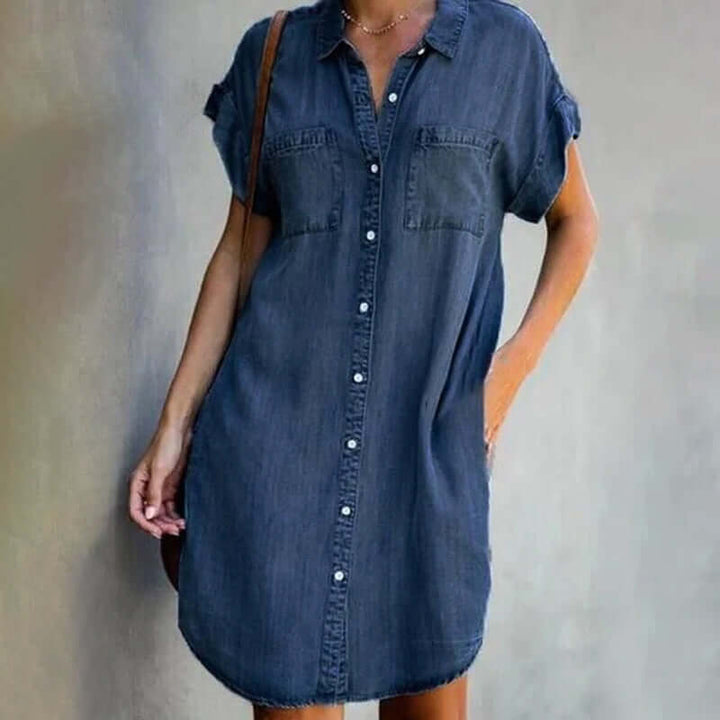 Abito chemisier in denim da donna con bottoni