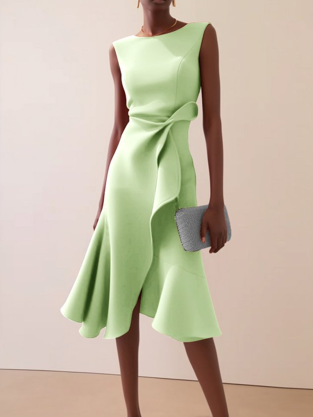 Abito midi da donna con drappeggio per occasioni eleganti