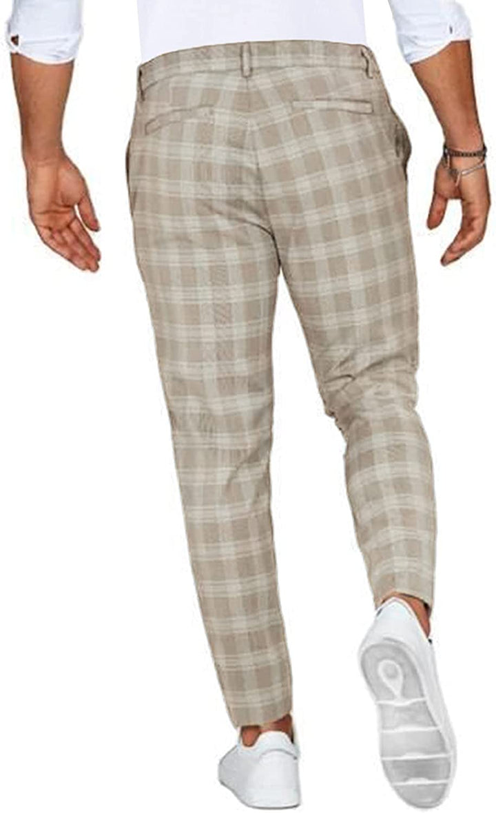 Pantaloni chino da uomo a quadri per uso quotidiano