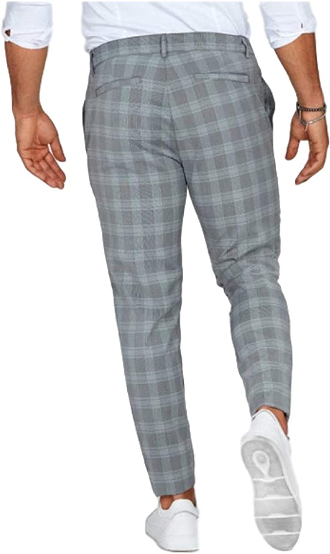 Pantaloni chino da uomo a quadri per uso quotidiano