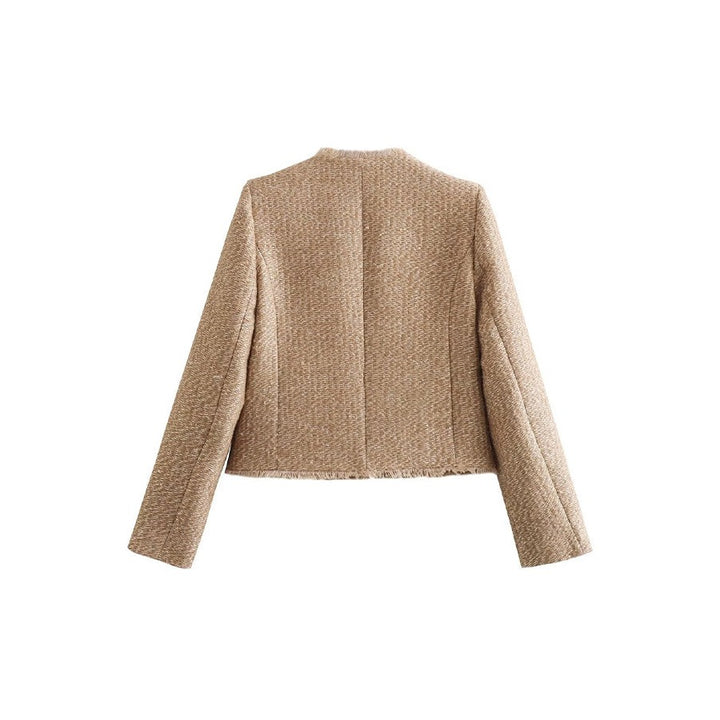 Blazer Donna Corto con Tasche Applicate in beige, vista posteriore