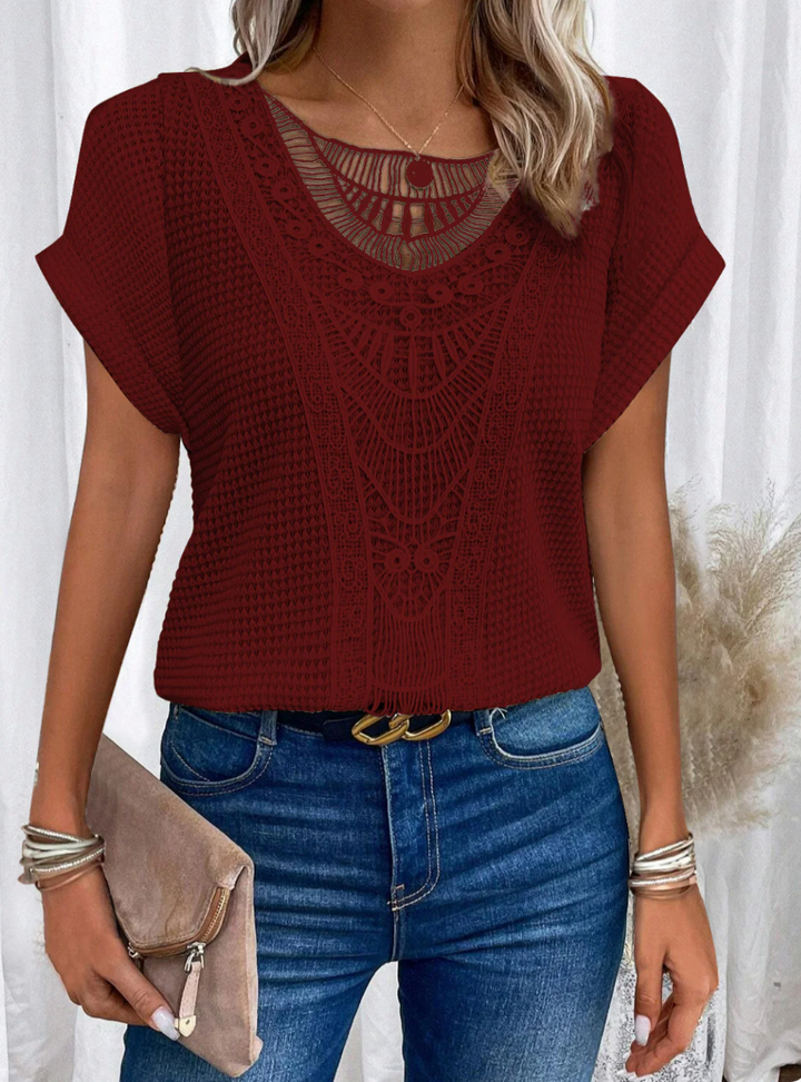 Blusa da donna con dettagli in pizzo bohémien