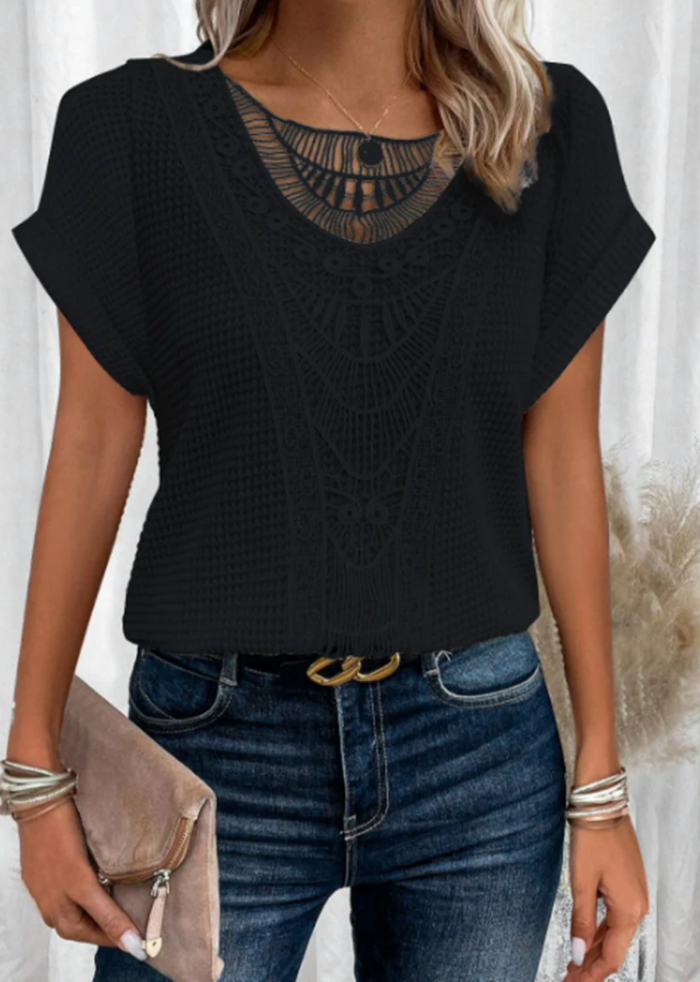 Blusa da donna con dettagli in pizzo bohémien