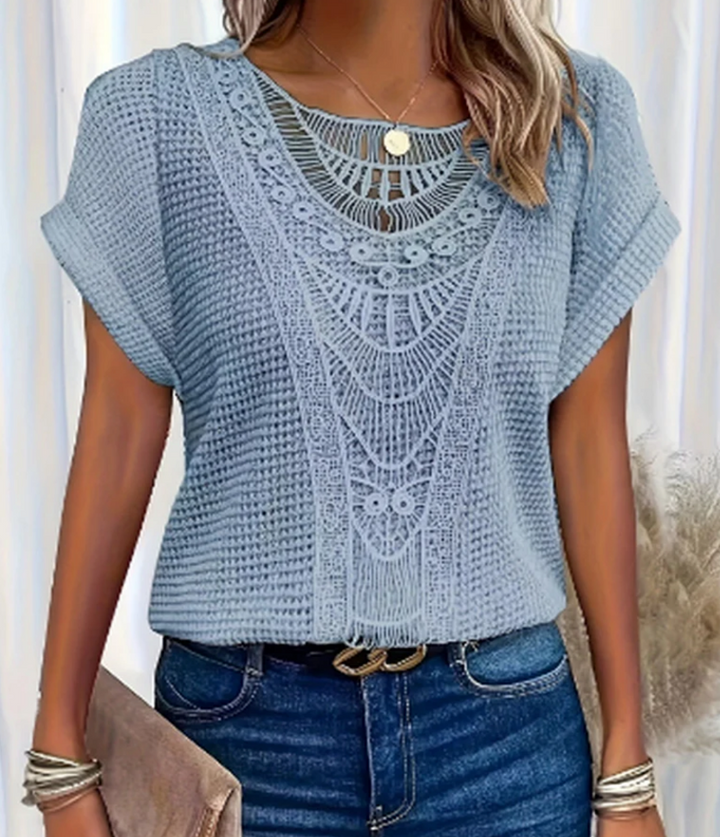 Blusa da donna con dettagli in pizzo bohémien