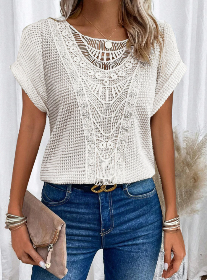 Blusa da donna con dettagli in pizzo bohémien