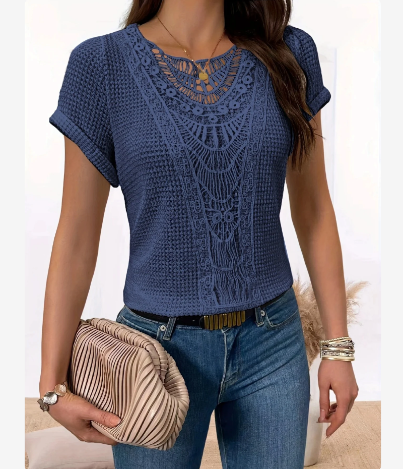 Blusa da donna con dettagli in pizzo bohémien