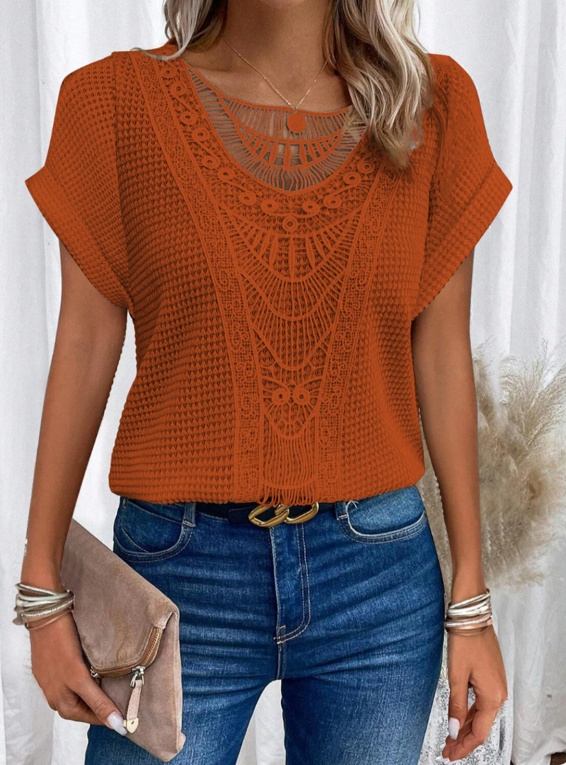 Blusa da donna con dettagli in pizzo bohémien