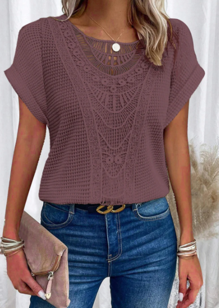 Blusa da donna con dettagli in pizzo bohémien