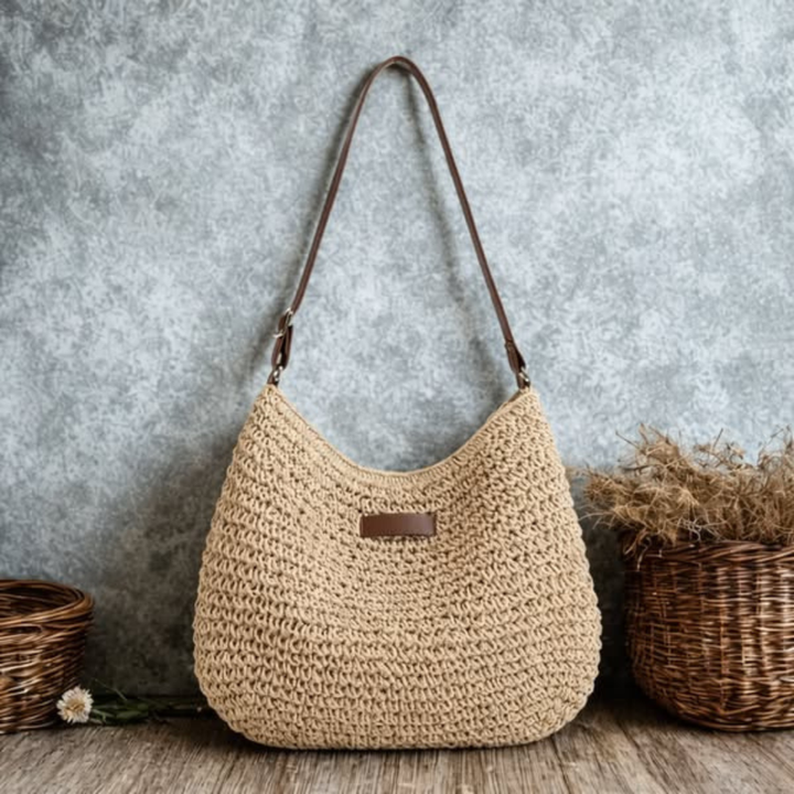 Borsa a spalla da donna intrecciata in stile estivo