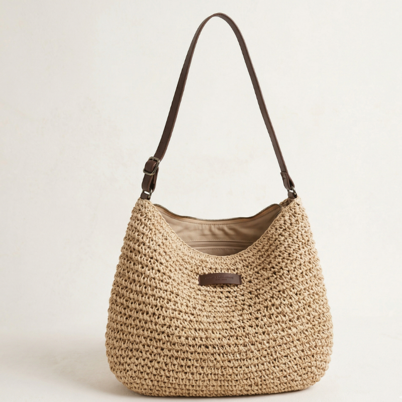 Borsa a spalla da donna intrecciata in stile estivo