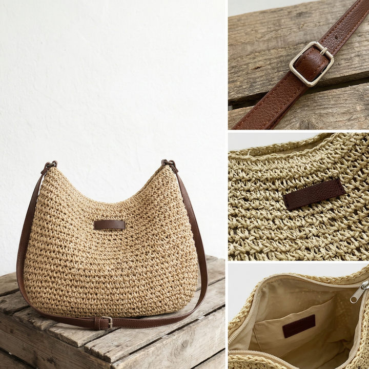 Borsa a spalla da donna intrecciata in stile estivo