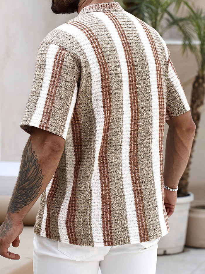 Camicia a righe da uomo a maniche corte