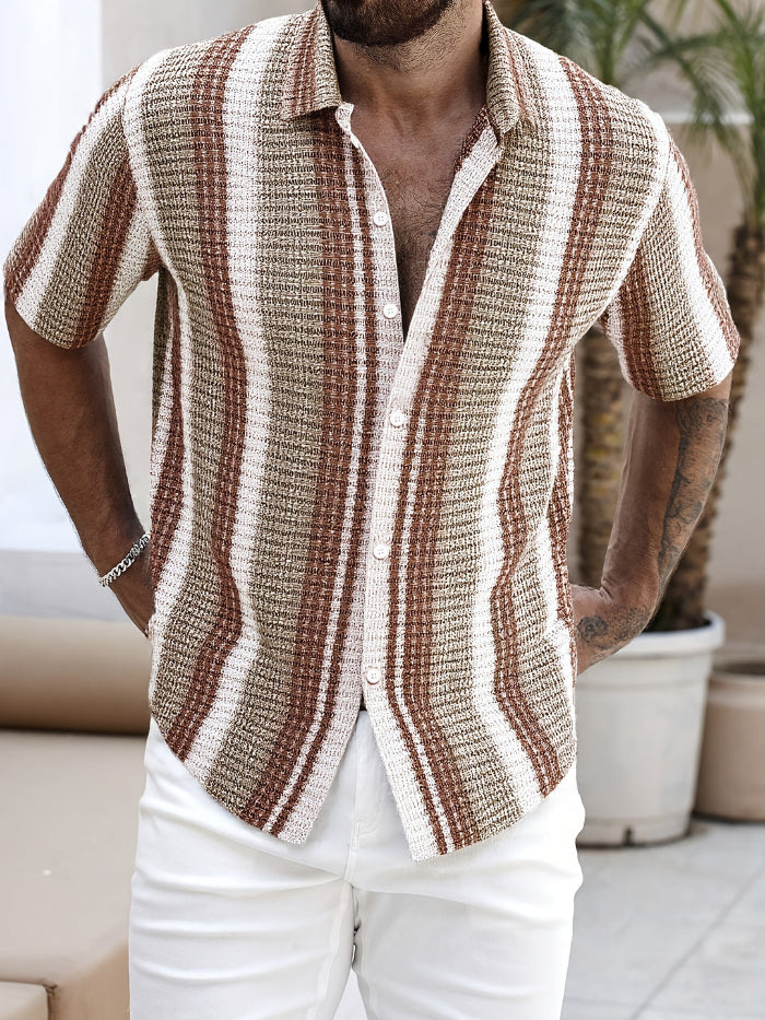 Camicia a righe da uomo a maniche corte