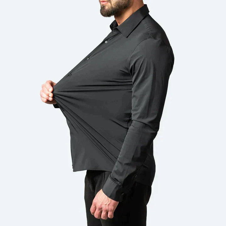 Camicia elasticizzata da uomo a maniche lunghe per uso quotidiano