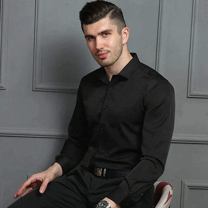 Camicia elasticizzata da uomo a maniche lunghe per uso quotidiano