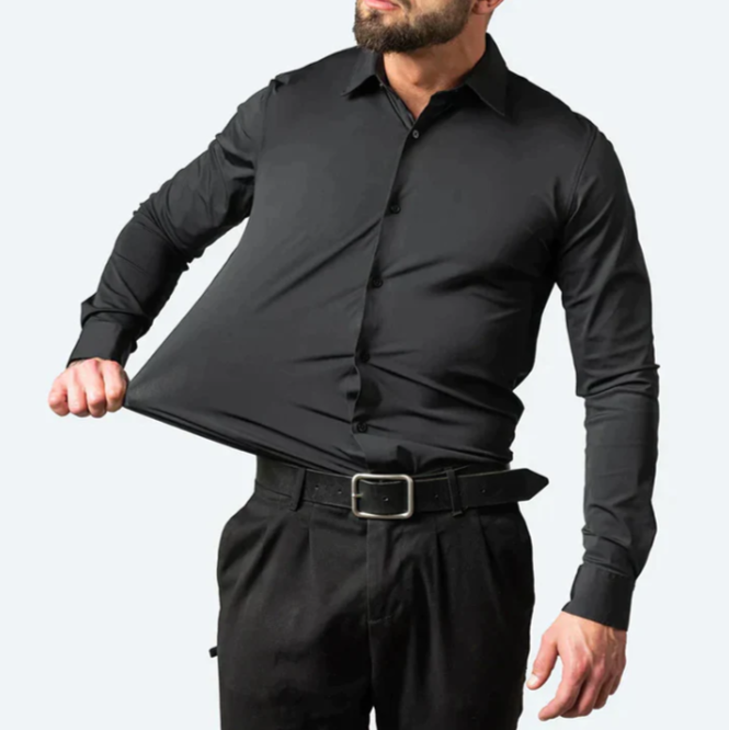 Camicia elasticizzata da uomo a maniche lunghe per uso quotidiano