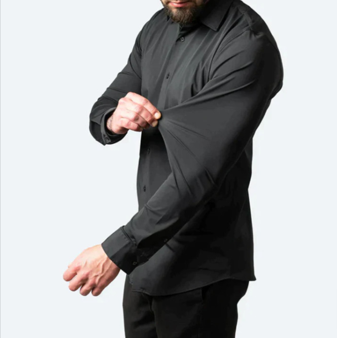 Camicia elasticizzata da uomo a maniche lunghe per uso quotidiano