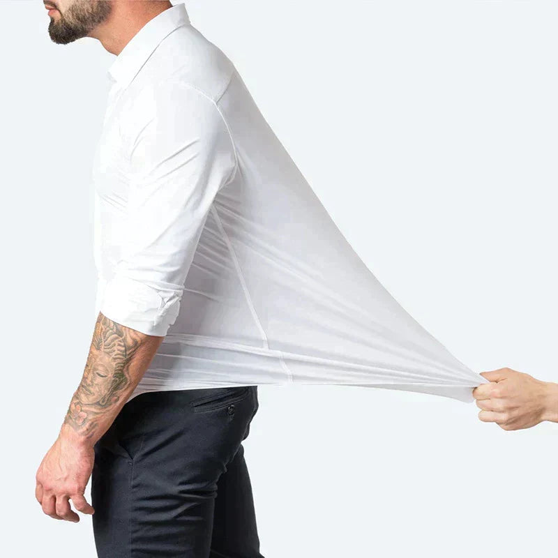 Camicia elasticizzata da uomo a maniche lunghe per uso quotidiano