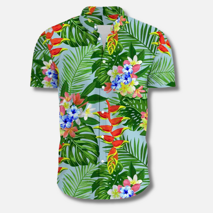 Camicia hawaiana da uomo con stampa tropicale