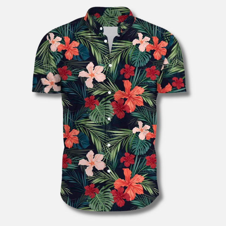 Camicia hawaiana da uomo con stampa tropicale