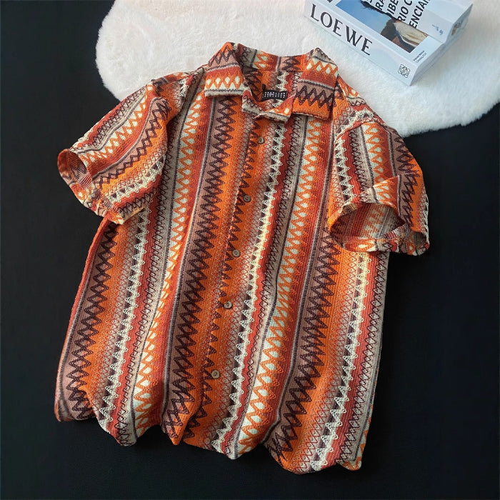 Camicia patchwork da uomo con stampa