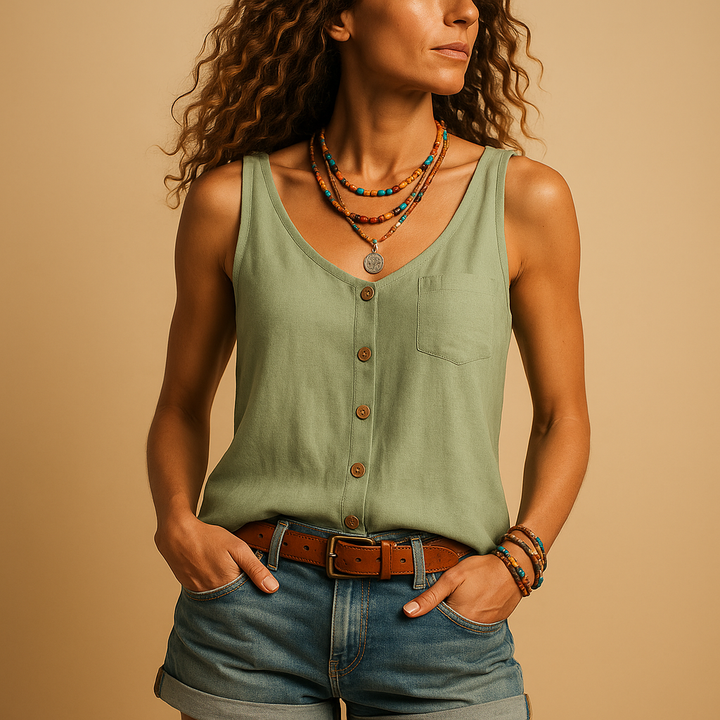 Canotta da donna con bottoni decorativi