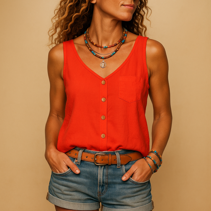 Canotta da donna con bottoni decorativi