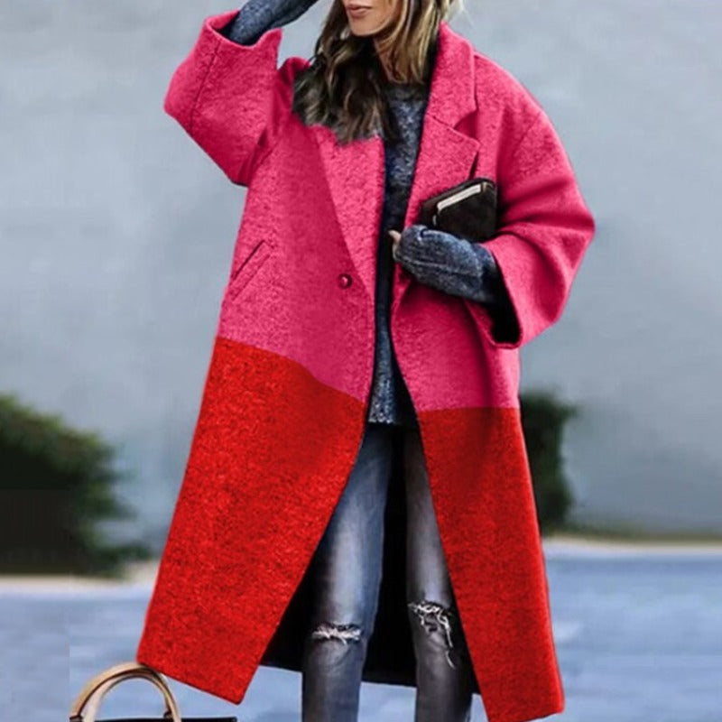 Cappotto lungo da donna fantasia rosso