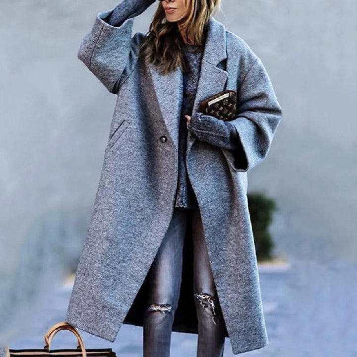 Cappotto lungo da donna fantasia grigio
