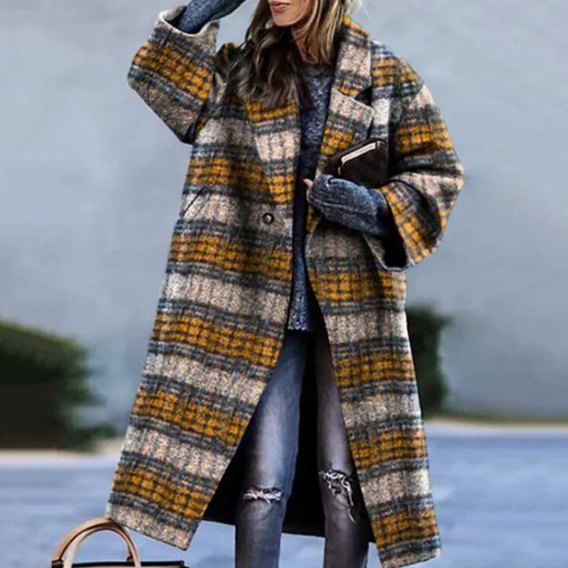 Cappotto lungo da donna fantasia giallo
