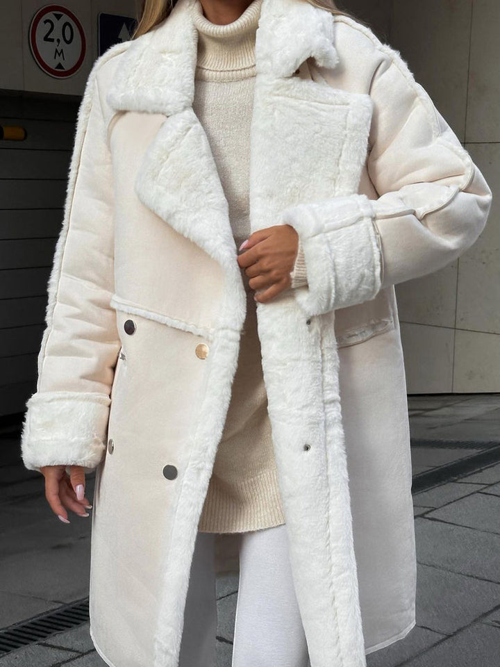 Cappotto donna lungo bianco panna – vista frontale