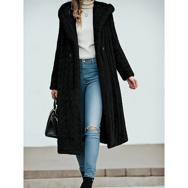 Cappotto lungo da donna con cappuccio – dettaglio 2