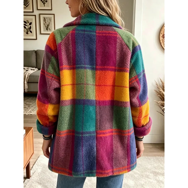 Cappotto a quadri multicolore da donna multicolore – vista posteriore