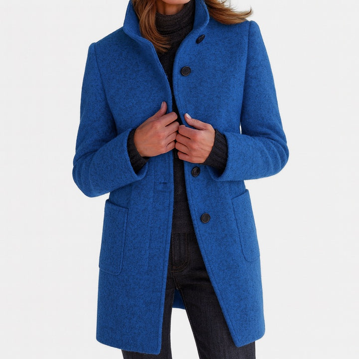 Cappotto da donna con collo alto blu