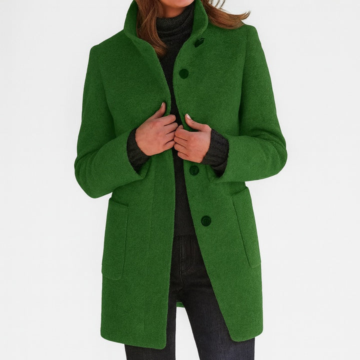 Cappotto da donna con collo alto verde