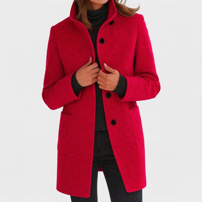 Cappotto da donna con collo alto rosso