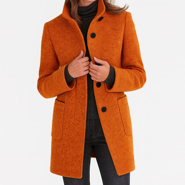 Cappotto da donna con collo alto arancione