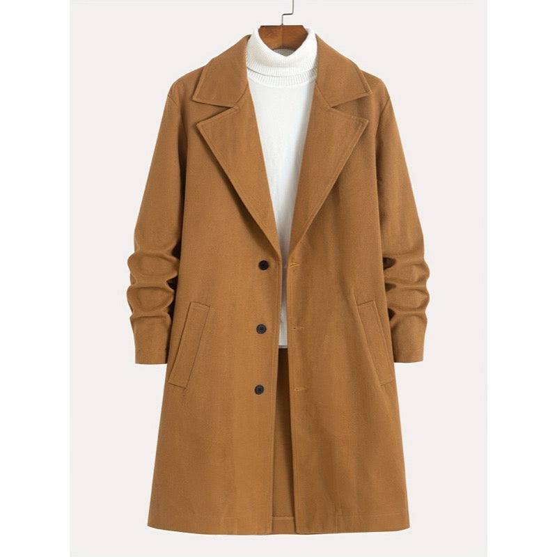 Cappotto lungo da uomo sartoriale con revers – dettaglio 1