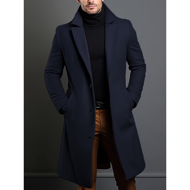 Cappotto lungo da uomo sartoriale con revers – dettaglio 7