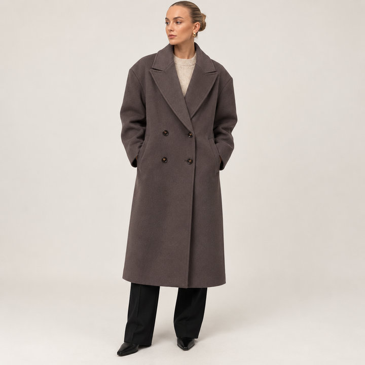 Cappotto Donna Lungo Doppiopetto Elegante per Stagioni Fredde