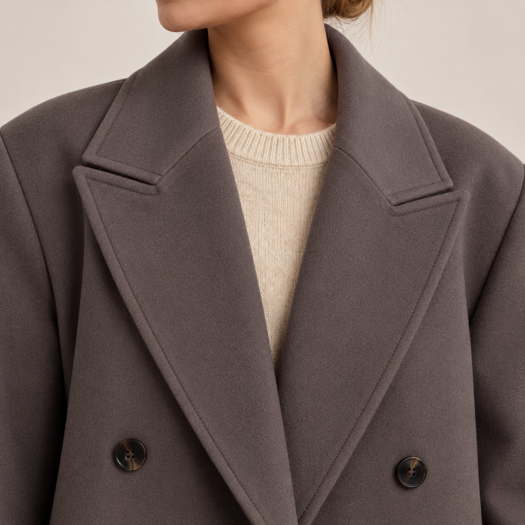 Cappotto Donna Lungo Doppiopetto Elegante per Stagioni Fredde