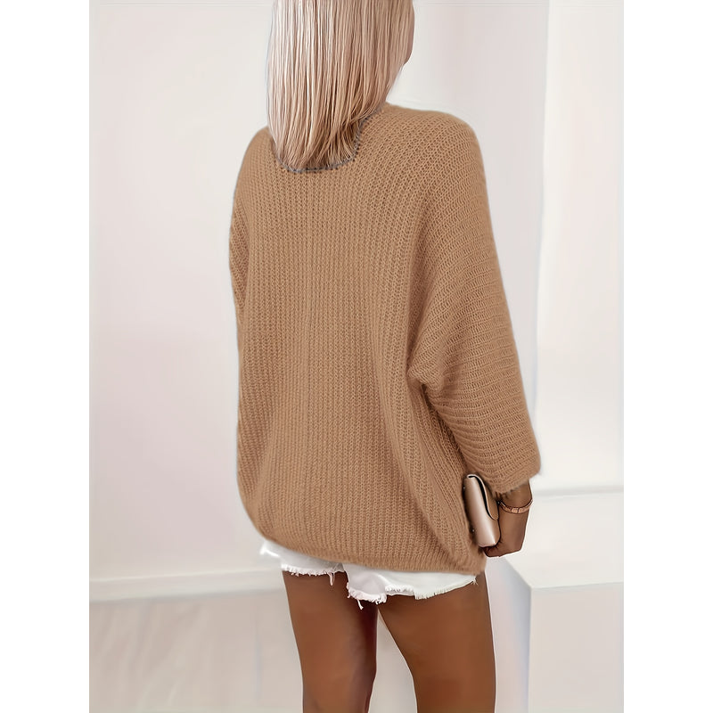 Cardigan aperto da donna dalla linea morbida cammello – vista posteriore