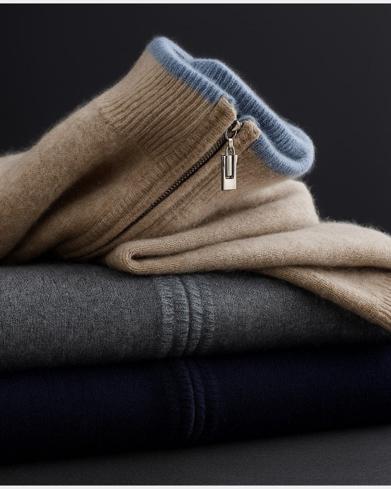 Cardigan da Uomo con Zip e Collo Alto